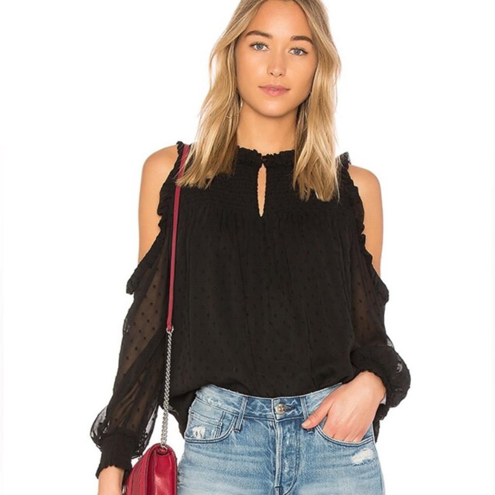 Anthropology Wishmaker Swiss Dot Open Blouse.